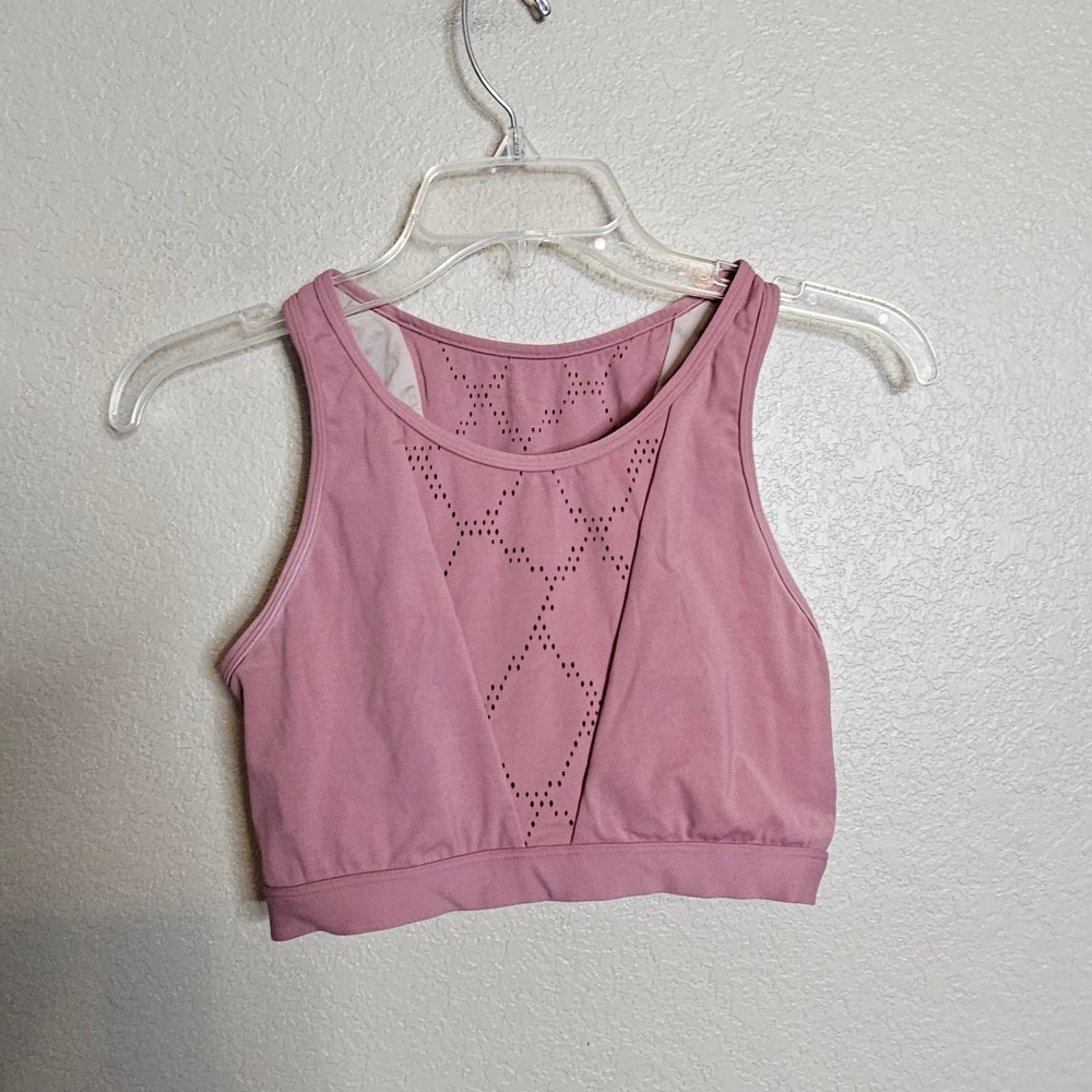 Varley Teri Pink Laser Cut Perforated High Neck Sports Bra Size Small